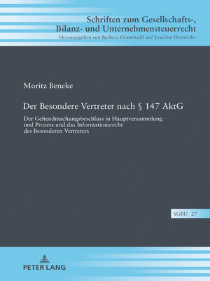 cover image of Der Besondere Vertreter nach § 147 AktG